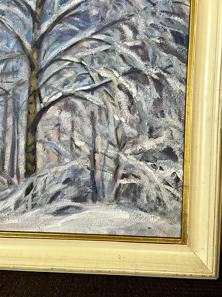 Image of "Birch trees in the snow" by Анатолій Пономаренко, size: 65х70, made of tempera on hardboard, painting medium, from Kyiv Photo 6 of 11.