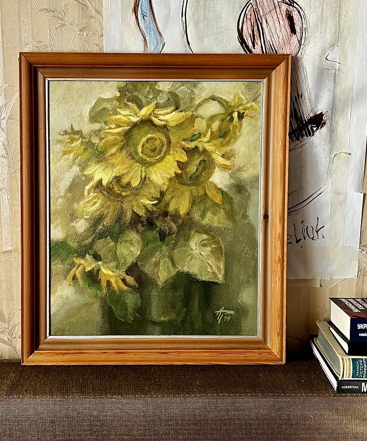 Image of "Sunflowers" by Анатолій Пономаренко, size: 60х50, made of Oil on hardboard, painting medium