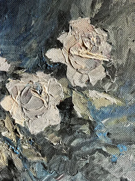 Image of White Roses by Анатолій Пономаренко, size: 41х59, made of Tempera on hardboard, painting medium, from Kyiv Photo 9 of 13.