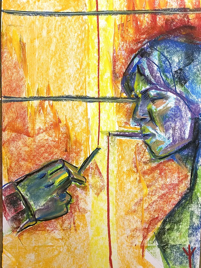 Image of Argument by PEREBENDIA, made of Paper, oil pastel, fixative, dry pastel medium, from Lutsk, part of the Graphics by Vlad Lebed. series, priced at $125